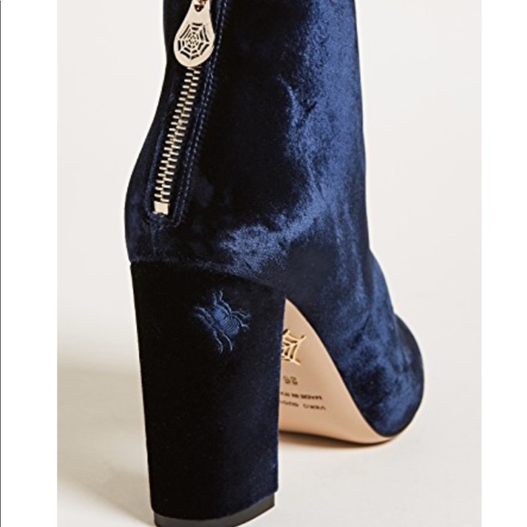 Authentic Charlotte Olympia blue velvet boots booties new with box Alba - Picture 3 of 8